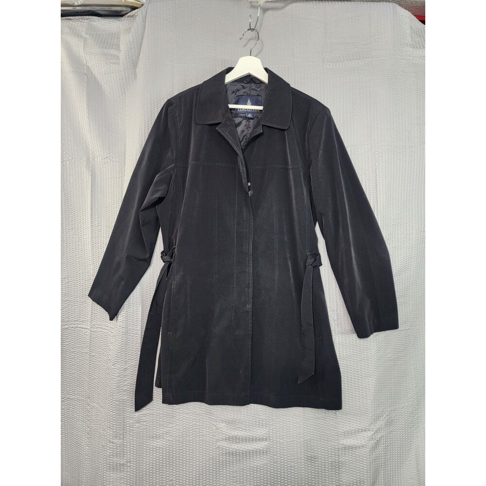 London Fog Black Waterproof Womens XL Zip, Snap, And Belted Trench Coat Jacket